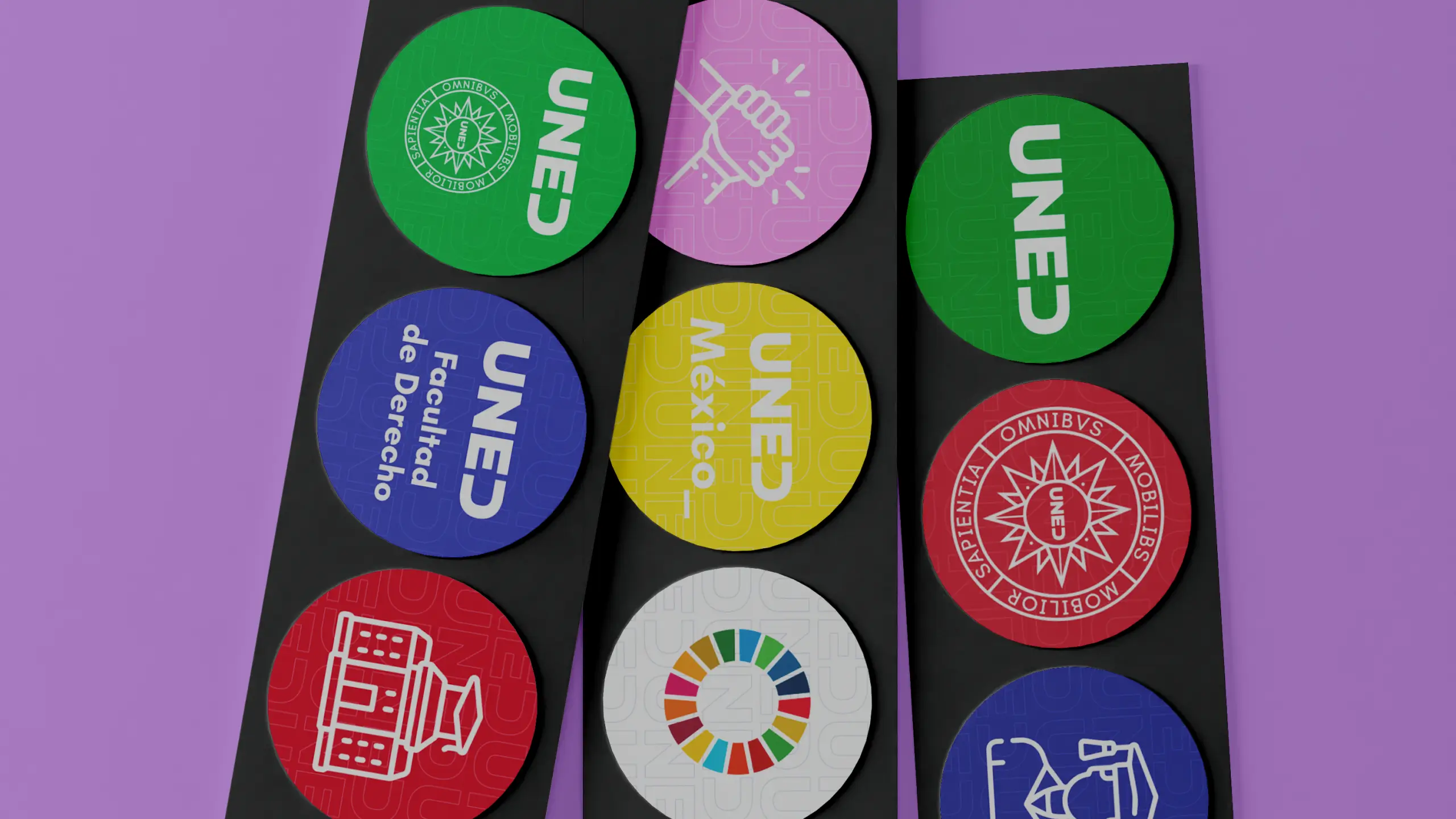 Stickers o pegatinas con iconos del rediseño de la UNED